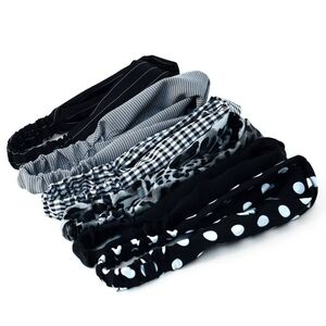 Black & White Patterned Headband Set - 6 Pack